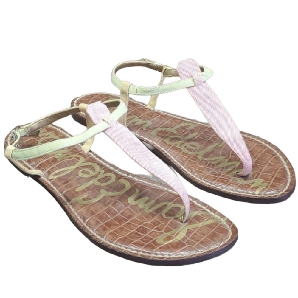 Sam Edelman "Like New" Women Gigi T strap Sandals Strap Flip Flop shoes 8